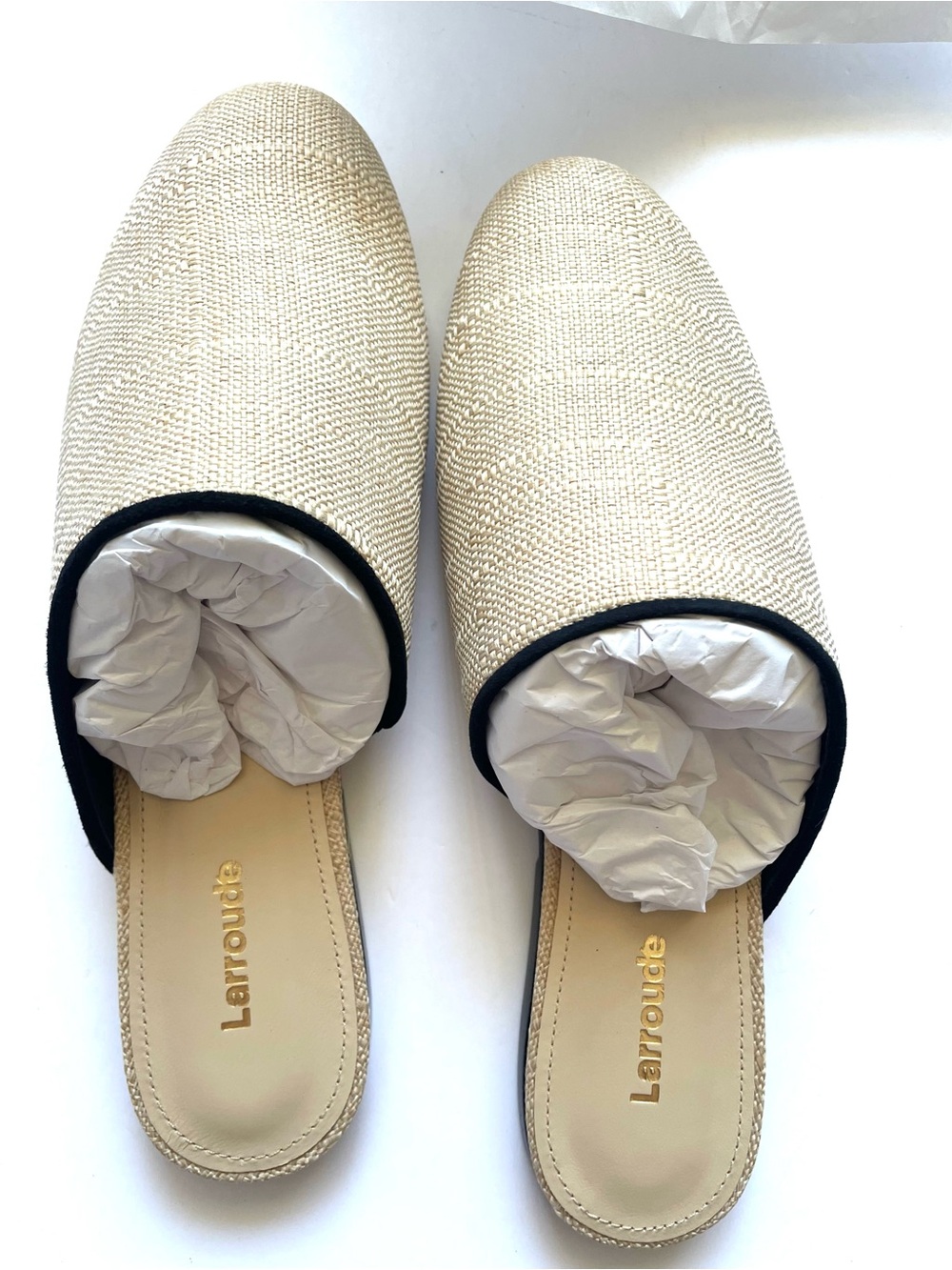 Larroude Venice Flat Mules in Raffia NEW - Picture 3 of 5